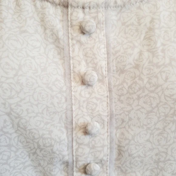 LC Lauren Conrad Cream Floral Button Front 3/4 Sleeve Top XS - Picture 5 of 5
